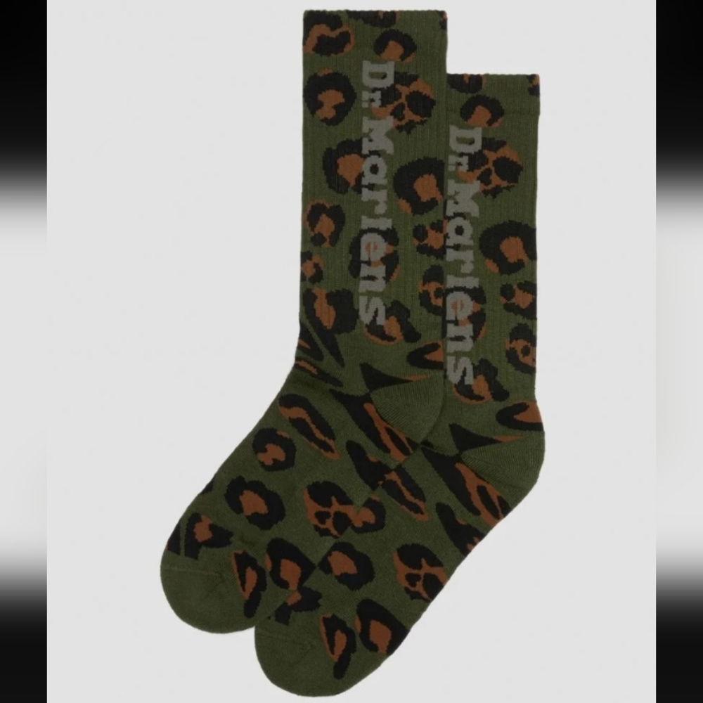 Dr. Martens Vertical Logo Leopard Print Socks S/M